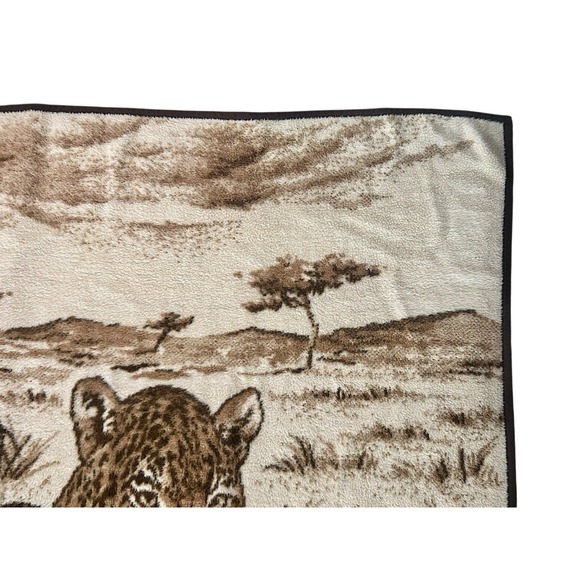 Vintage Ibena Relax Dolan Leopard Blanket Reversible Brown West Germany Rare - Picture 4 of 13
